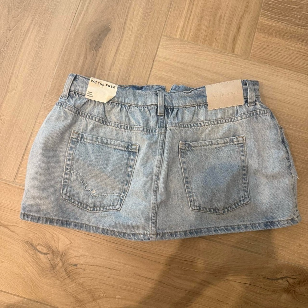 We The Free Light Blue Denim Mini Skirt